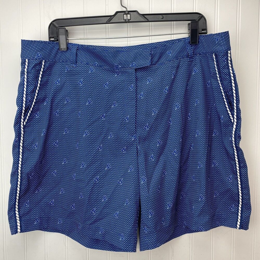 Golf Shorts Lady Hagen Sailboat Sz 16 Womens Novelty Print Blue White Casual EUC